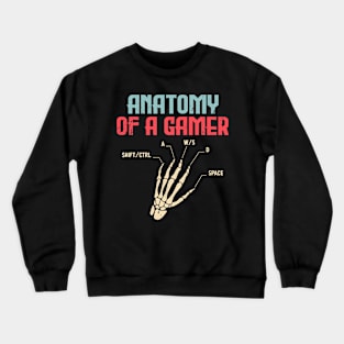 Anatomy of a Gamer - Funny Hand Skeleton Retro Computer Gaming Crewneck Sweatshirt